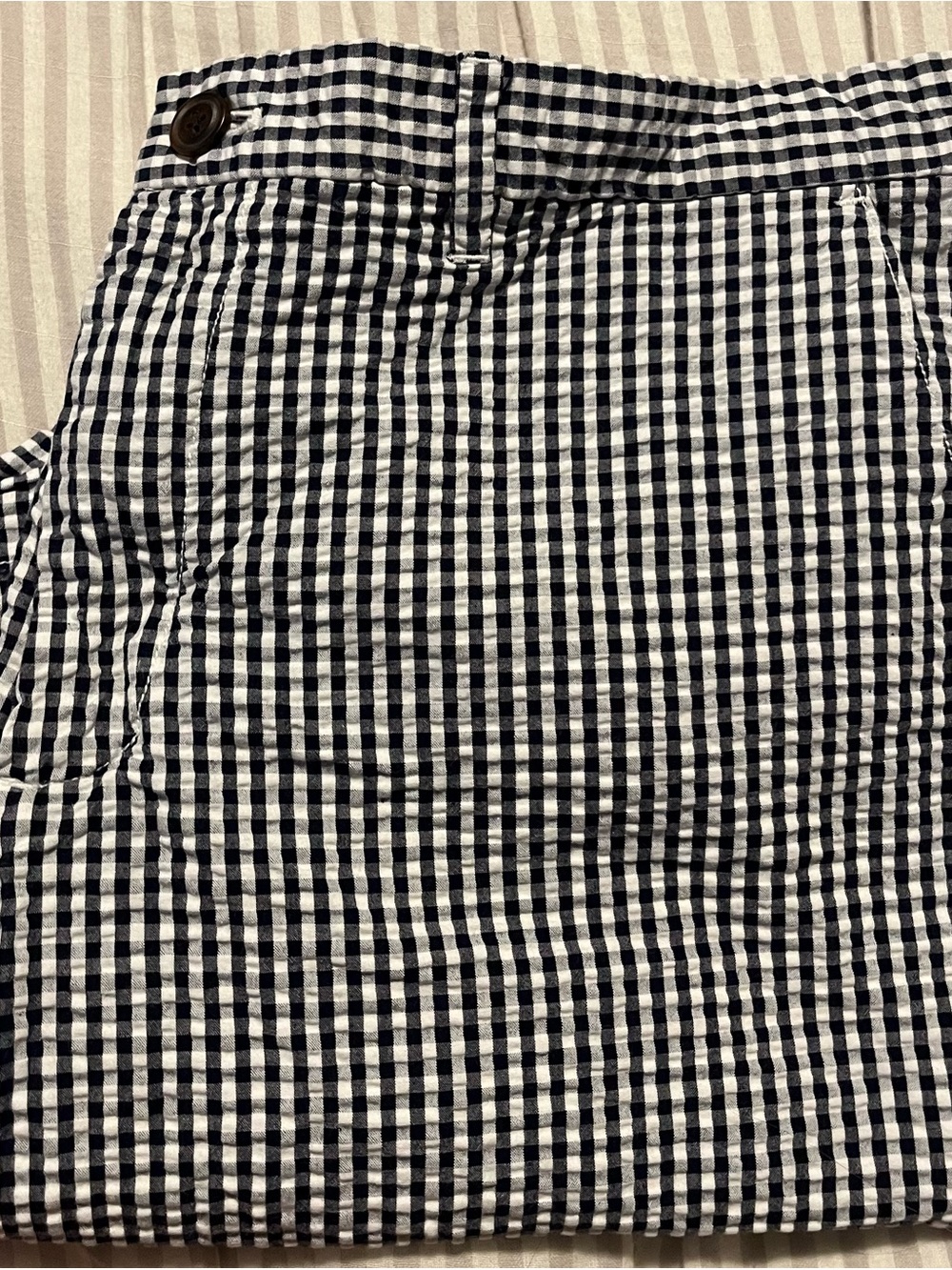Navy & White Gingham Shorts